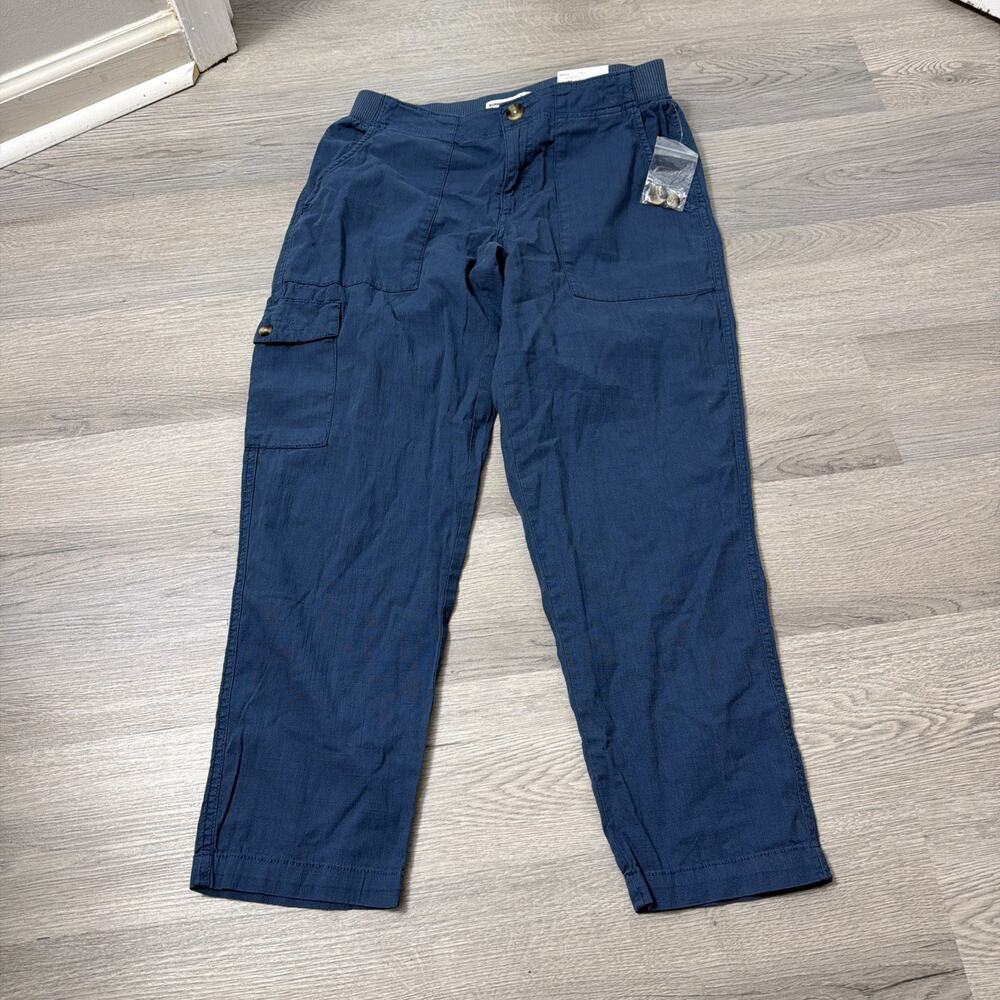 Sonoma Capri Cropped Pants Blue Elastic Waist Size 4